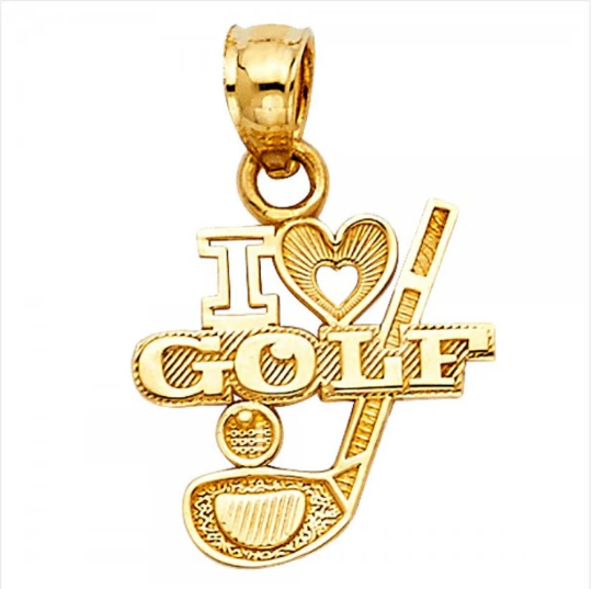 Gold I Love Golf Pendant Model-1982 - Charlie & Co. Jewelry