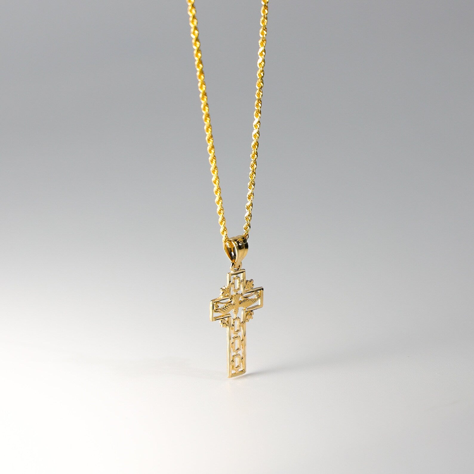 Gold Cross With Holy Spirit Dove Pendant Model-1462 - Charlie & Co. Jewelry