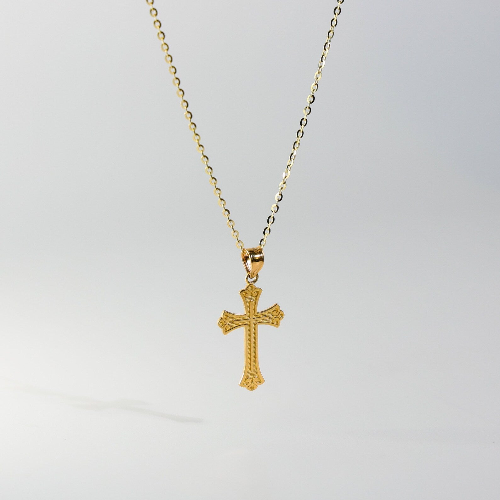 Gold Budded Cross Pendant Model-0128 - Charlie & Co. Jewelry