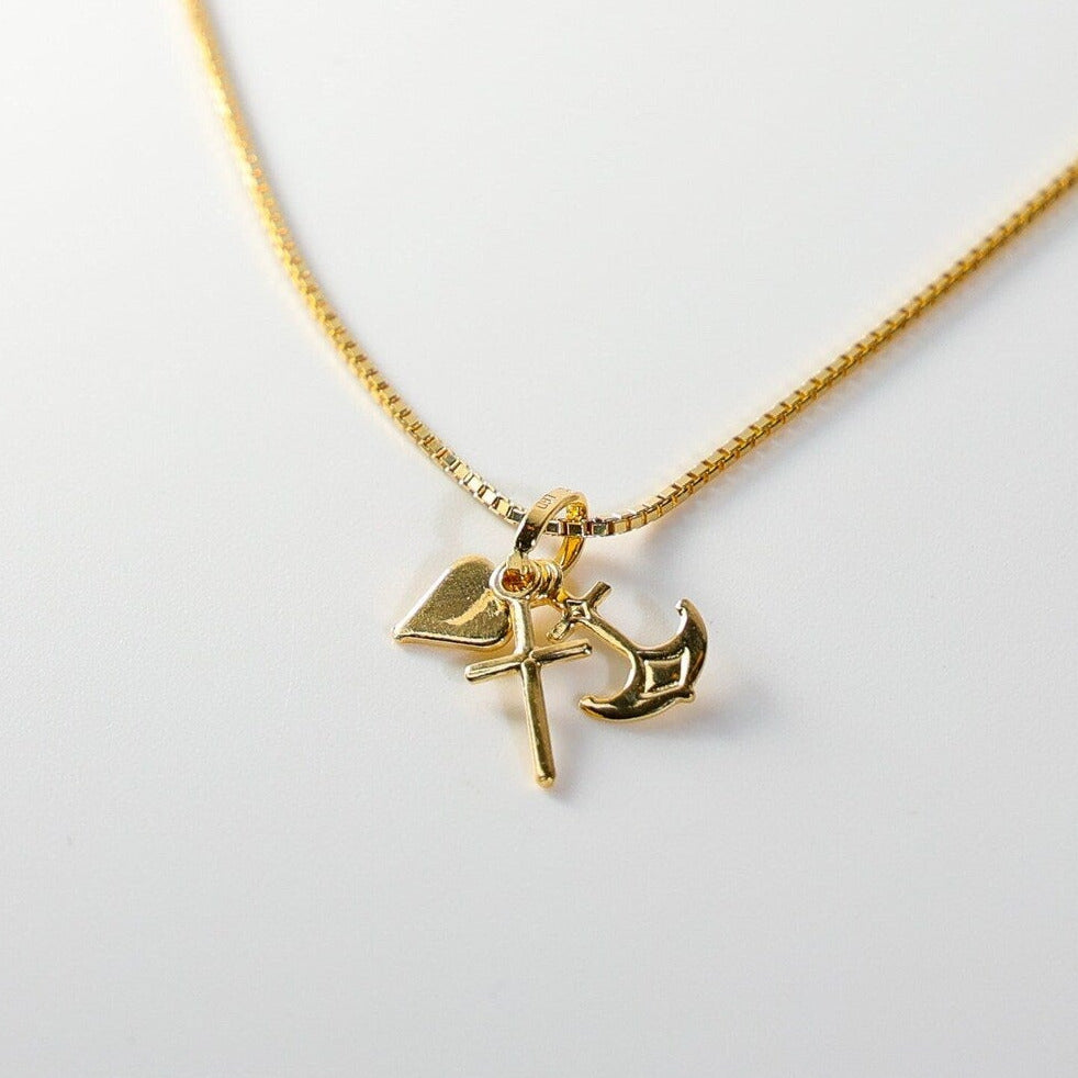 Gold Faith, Hope, Charity Pendant Model-462 - Charlie & Co. Jewelry