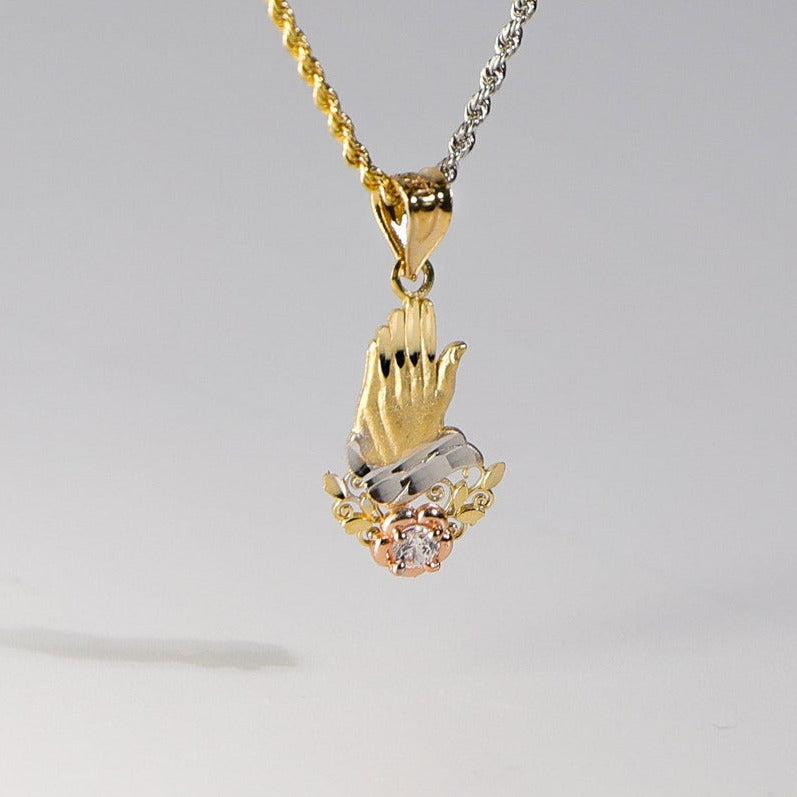 Gold Praying Hand Pendant Model-0094 - Charlie & Co. Jewelry